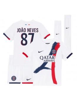 Paris Saint-Germain Joao Neves #87 Replika Borta Kläder Barn 2025-26 Kortärmad (+ byxor)
